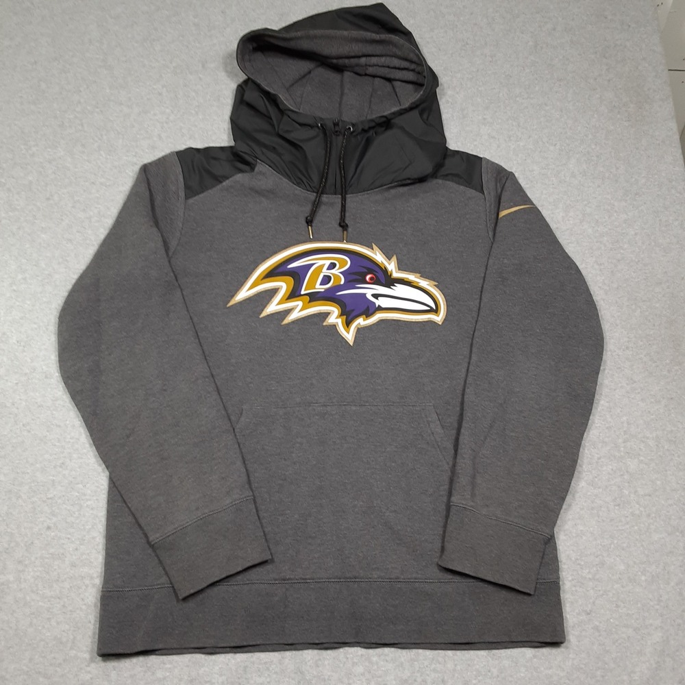 Nike NFL Baltimore Ravens Hoodie Mens Large Charcoal Grey Black Pullover L